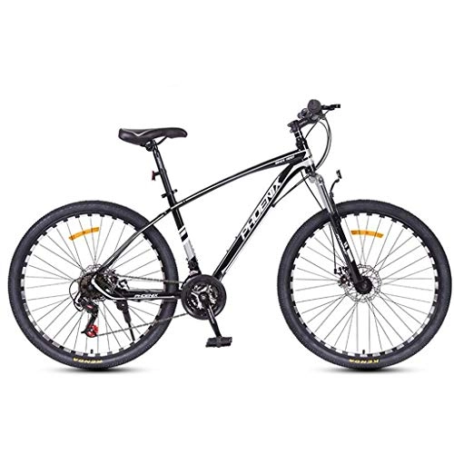 Mountain Bike : GXQZCL-1 Mountain Bike / Bicycles, Carbon Steel Frame, Dual Disc Brake and Front Suspension and, 26inch / 27inch Spoke Wheels, 24 Speed MTB Bike (Color : Silver, Size : 26inch)