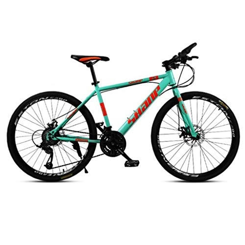 Mountain Bike : GXQZCL-1 Mountain Bike / Bicycles, Carbon Steel Frame, Front Suspension and Dual Disc Brake, 26inch Wheels MTB Bike (Color : Green, Size : 27-speed)