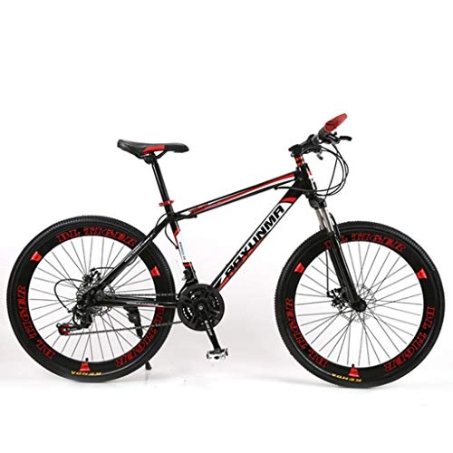Mountain Bike : GXQZCL-1 Mountain Bike, Carbon Steel Frame Bicycles, Double Disc Brake and Front Fork, 26inch Spoke Wheel MTB Bike (Color : Red, Size : 24-speed)
