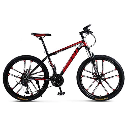 Mountain Bike : GXQZCL-1 Mountain Bike, Carbon Steel Frame Hardtail Bicycles, Double Disc Brake and Front Suspension, 26inch Wheel MTB Bike (Color : C, Size : 21-speed)