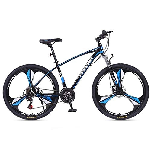 Mountain Bike : GXQZCL-1 Mountain Bike, Carbon Steel Frame Hardtail Bicycles, Dual Disc Brake and Front Suspension, 26inch, 27.5inch Wheel MTB Bike (Color : Black+Blue, Size : 26inch)