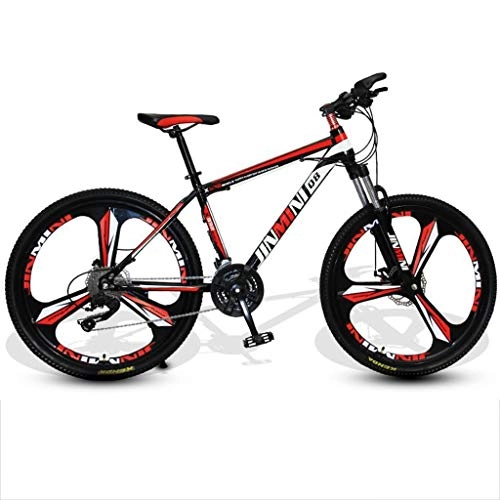 Mountain Bike : GXQZCL-1 Mountain Bike, Hardtail Mountain Bicycles, Carbon Steel Frame, 26inch Wheel, Dual Disc Brake and Front Suspension MTB Bike (Color : Black+Red, Size : 21 Speed)