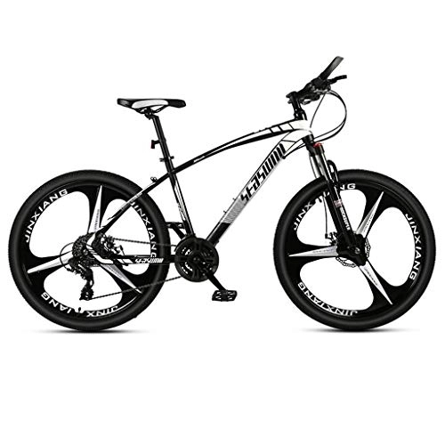 Mountain Bike : GXQZCL-1 Mountain Bike, Hardtail Mountain Bicycles, Dual Disc Brake and Front Suspension, Carbon Steel Frame, 26inch Mag Wheel MTB Bike (Color : Black+White, Size : 24 Speed)