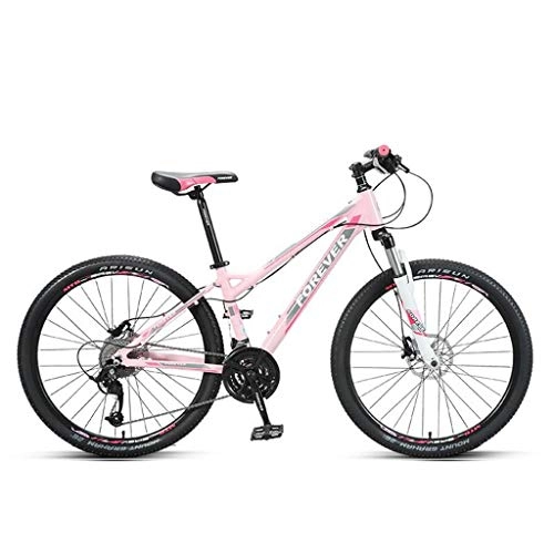 Mountain Bike : GXQZCL-1 Mountain Bike, Lightweight Aluminium Alloy Bicycles, Double Disc Brake and Front Suspension, 26inch Wheel, 27 Speed MTB Bike (Color : Pink)