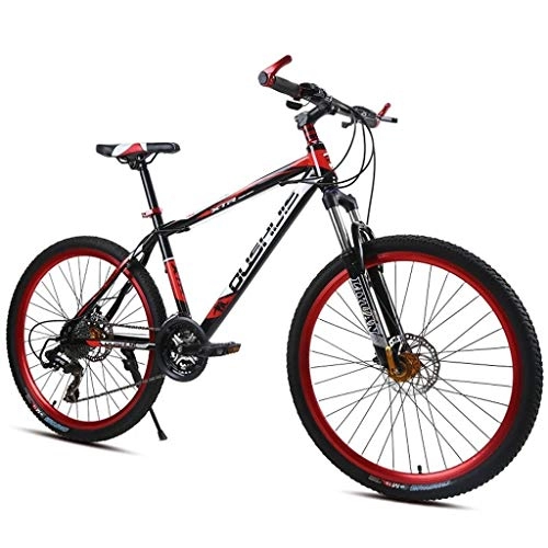 Mountain Bike : GXQZCL-1 Mountain Bikes, 26" Mountain Bicycles with Dual Disc Brake and Front Suspension, 21 / 24 / 27 speeds, Carbon Steel Frame MTB Bike (Color : Red, Size : 27 Speed)