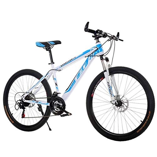 Mountain Bike : GXQZCL-1 Mountain Bikes, Carbon Steel Frame Mountain Bicycles, Dual Disc Brake and Front Suspension Ravine Bike MTB Bike (Color : White, Size : 24 inch)