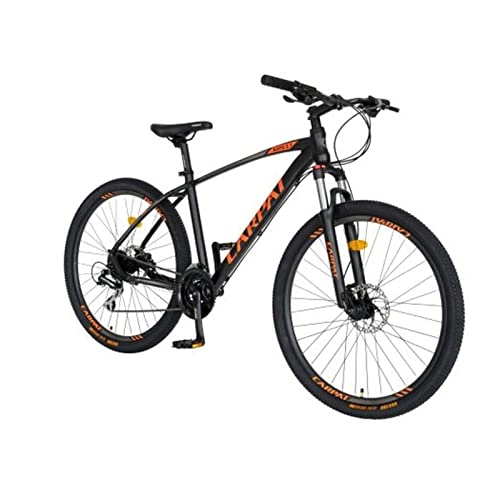 Mountain Bike : GYP Adult Mountain Bike 27.5" Wheels Men's / Women's 18" Aluminum Frame w / Spring Suspension w / Impact Protection Hydraulic Disc Brakes for Rough Terrain (Color : Orange)