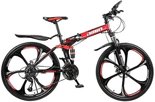 Mountain Bike : HCMNME durable bicycle, Kids' Bikes, MTB Gears Dual Disc Brakes Mountain Bicycle Carbon Steel Mountain Bike Shimanos 21 Speed Bicycle Full Suspension Adult-Red Alloy frame with Disc Brakes