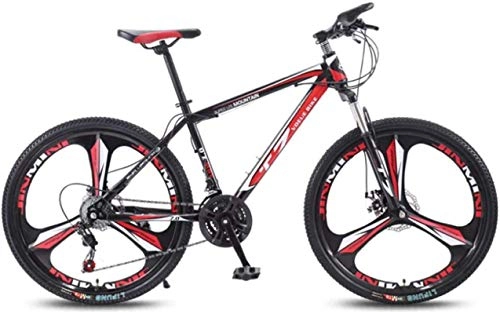 Mountain Bike : HCMNME Mountain Bikes, 24 inch bicycle mountain bike adult variable speed light bicycle tri-cutter Alloy frame with Disc Brakes (Color : Black red, Size : 24 speed)
