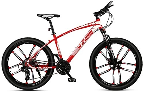 Mountain Bike : HCMNME Mountain Bikes, 24-inch mountain bike male and female adult ultralight racing light bicycle ten-knife wheel Alloy frame with Disc Brakes (Color : Red, Size : 27 speed)