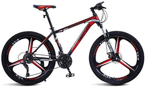Mountain Bike : HCMNME Mountain Bikes, 24 inch mountain bike off-road variable speed racing light bicycle tri-cutter Alloy frame with Disc Brakes (Color : Black red, Size : 24 speed)