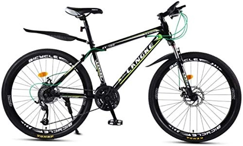 Mountain Bike : HCMNME Mountain Bikes, 24 inch mountain bike variable speed male and female spokes wheel bicycle Alloy frame with Disc Brakes (Color : Dark green, Size : 30 speed)