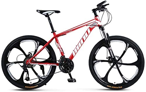 Mountain Bike : HCMNME Mountain Bikes, 26 inch male and female adult variable speed mountain bike racing six-wheel bicycle Alloy frame with Disc Brakes (Color : White Red, Size : 30 speed)