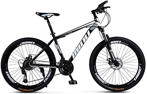 Mountain Bike : HCMNME Mountain Bikes, 26 inch male and female adult variable speed mountain bike racing spoke wheel bicycle Alloy frame with Disc Brakes (Color : Black and white, Size : 27 speed)