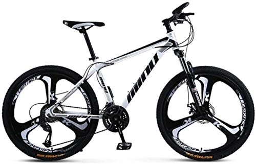 Mountain Bike : HCMNME Mountain Bikes, 26 inch male and female adult variable speed mountain bike racing three-wheeled bicycle Alloy frame with Disc Brakes (Color : White black, Size : 30 speed)