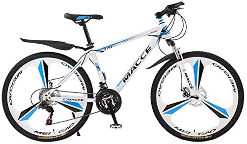 Mountain Bike : HCMNME Mountain Bikes, 26 inch mountain bike bicycle male and female adult variable speed three-wheeled shock-absorbing bicycle Alloy frame with Disc Brakes (Color : White blue, Size : 21 speed)