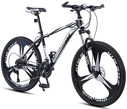 Mountain Bike : HCMNME Mountain Bikes, 26 inch mountain bike male and female adult variable speed racing ultra-light bicycle tri-cutter Alloy frame with Disc Brakes (Color : Black and white, Size : 21 speed)