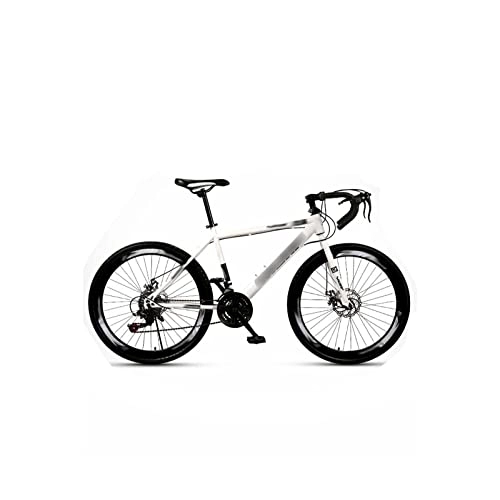 Mountain Bike : HESNDzxc Bicycles for Adults Road Bike Mountain Double Disc Brakes Shock Absorber Variable Speed Man and Women Students Bicycle (Color : White)