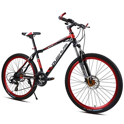 Mountain Bike : hj Mountain Bike, 21, 24, 27 Speed Lightweight High Carbon Steel Pedal Adult Student Bicycle, 26 Inch Frame Disc Brake Exercise Bike, Red, 24speed
