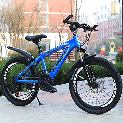 Mountain Bike : hj Mountain Brakes, 20-26 Inch High Carbon Steel Double Disc Brakes Fitness Sports City Bike Adult Student Travel Mountain Bike, Blue, 24inches