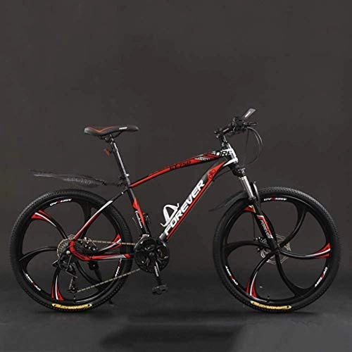 Mountain Bike : HongLianRiven BMX Bicycle, 24 Inch 21 / 24 / 27 / 30 Speed Mountain Bikes, Hard Tail Mountain Bicycle, Lightweight Bicycle With Adjustable Seat, Double Disc Brake 6-11 (Color : Black red, Size : 24 speed)