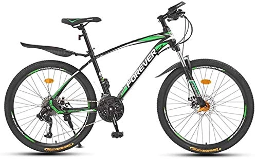 Mountain Bike : HongLianRiven BMX Bicycle, Mountain Bike, Road Bicycle, Hard Tail Bike, 24 Inch Bike, Carbon Steel Adult Bike, 21 / 24 / 27 / 30 Speed Bike 6-11 (Color : Black green, Size : 30 speed)