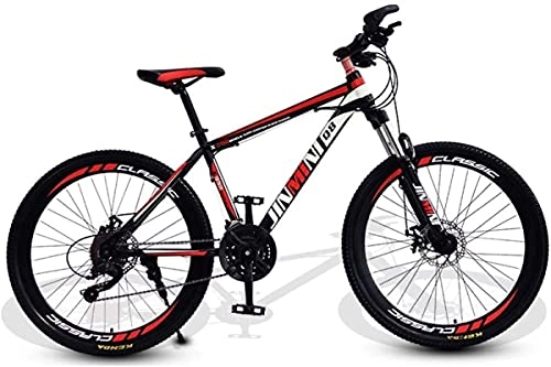 Mountain Bike : HUAQINEI Mountain Bikes, 24 inch mountain bike adult male and female variable speed travel bicycle spoke wheel Alloy frame with Disc Brakes (Color : Black red, Size : 21 speed)