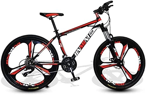 Mountain Bike : HUAQINEI Mountain Bikes, 24 inch mountain bike adult men and women variable speed transportation bicycle three-knife wheel Alloy frame with Disc Brakes (Color : Black red, Size : 30 speed)