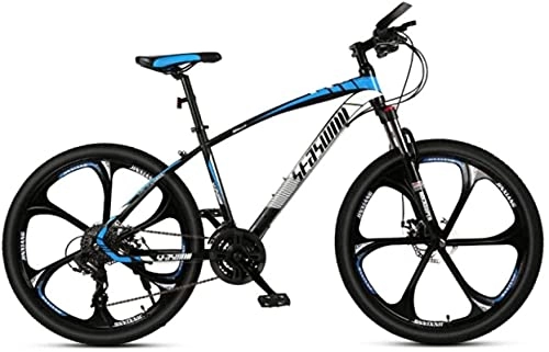 Mountain Bike : HUAQINEI Mountain Bikes, 27.5 inch mountain bike male and female adult ultralight racing light bicycle six- wheel Alloy frame with Disc Brakes (Color : Black blue, Size : 27 speed)