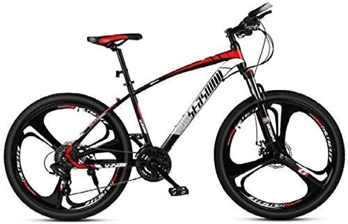 Mountain Bike : HUAQINEI Mountain Bikes, 27.5 inch mountain bike men's and women's adult ultralight racing light bicycle tri- No. Alloy frame with Disc Brakes (Color : Black red, Size : 30 speed)