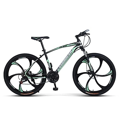 Mountain Bike : JAMCHE 26 inch Mountain Bike All-Terrain Bicycle with Front Suspension Dual Disc Brake Adult Road Bike for Men or Women / Green / 24 Speed