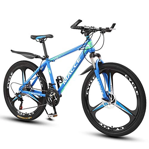 Mountain Bike : JESU Mens / Womens High-carbon steel Road Bike, Dual disc brakes, Front Fork Spring Fork, Multiple Colors, BlueGreen, 21Speed
