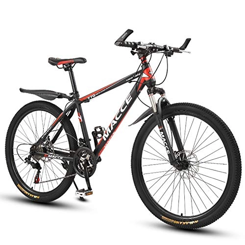 Mountain Bike : JESU Mountain Bike Bicycle Spoke wheel Wheels Dual Disc Brakes, Front and rear mechanical disc brakes, BlackRed 26 inch, 24Speed