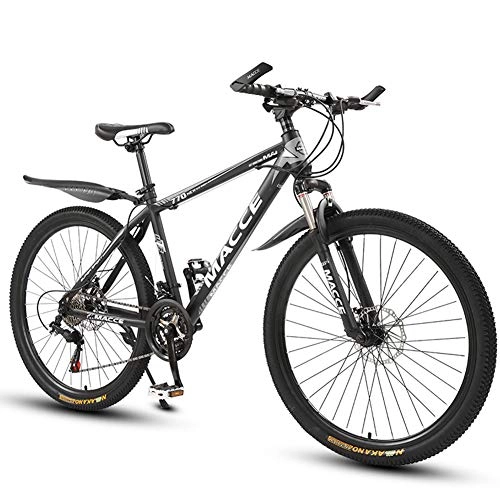 Mountain Bike : JESU Mountain Bike Bicycle Spoke wheel Wheels Dual Disc Brakes, Front and rear mechanical disc brakes, BlackSilver 26 inch, 27Speed