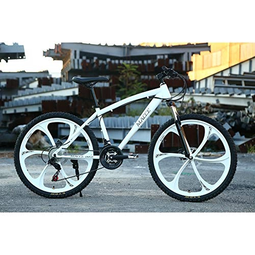 Mountain Bike : JESU Mountain Bike for Men, 26 inch High-carbon steel Bicycle, Dual disc brakes Bikes, Front and rear mechanical disc brakes, White, 21Speed