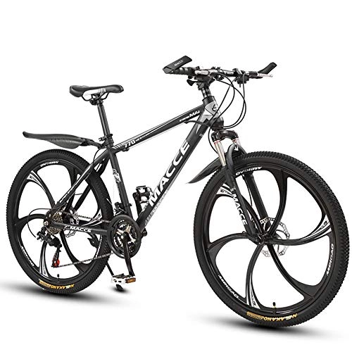 Mountain Bike : JESU Youth and Adult Mountain Bike, High-carbon steel Frame, 21, 24, 27 Speeds, Six cutter wheel, Multiple Colors, BlackSilver 26 inch, 27Speed