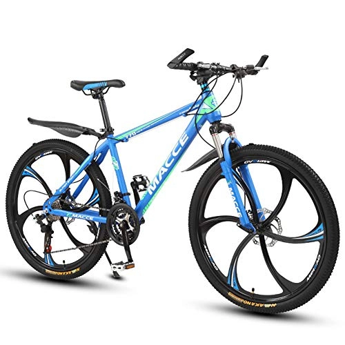Mountain Bike : JESU Youth and Adult Mountain Bike, High-carbon steel Frame, 21, 24, 27 Speeds, Six cutter wheel, Multiple Colors, BlueGreen 26 inch, 21Speed