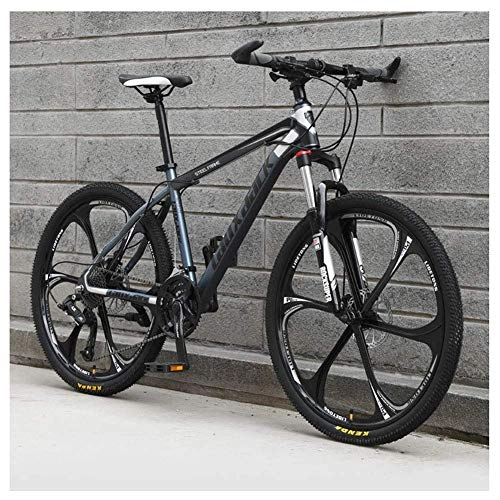 Mountain Bike : JF-XUAN Outdoor sports 21 Speed Mountain Bike 26 Inches 6Spoke Wheel Front Suspension Dual Disc Brake MTB Bicycle, Gray