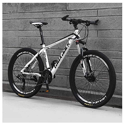 Mountain Bike : JF-XUAN Outdoor sports 26" Adult Mountain Bike, 27Speed Drivetrain Front Suspension Variable Speed HighCarbon Steel Mountain Bike, White