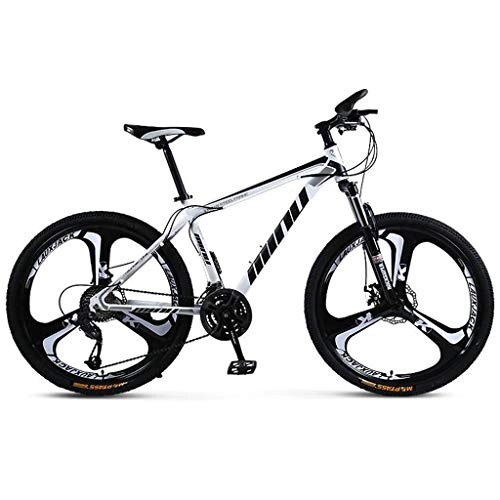 Mountain Bike : JLFSDB 26" Inch Mountain Bicycles 21 / 24 / 27 / 30 Speeds MTB Bike Lightweight Carbon Steel Frame Disc Brake Front Suspension (Color : White, Size : 30speed)