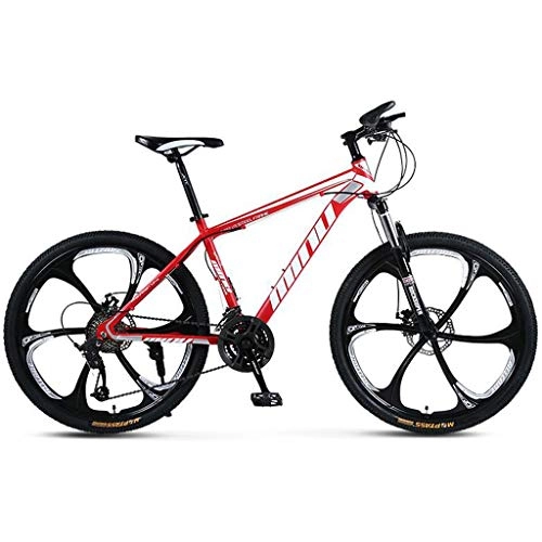Mountain Bike : JLFSDB 26" Men / Women Mountain Bicycles 21 / 24 / 27 / 30 Speeds MTB Bike Lightweight Carbon Steel Frame Disc Brake Front Suspension (Color : Red, Size : 30speed)