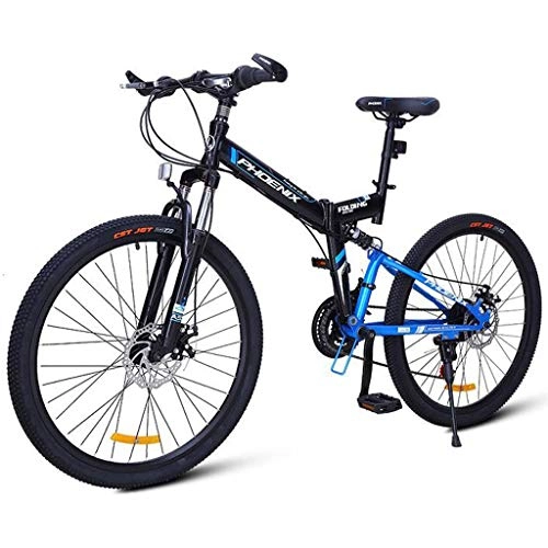 Mountain Bike : JLFSDB Mountain Bike, 24 / 26 Inch Women / Men Ravine Bike 27 Speeds Carbon Steel Frame Disc Brake Front Suspension (Color : Blue, Size : 26'')
