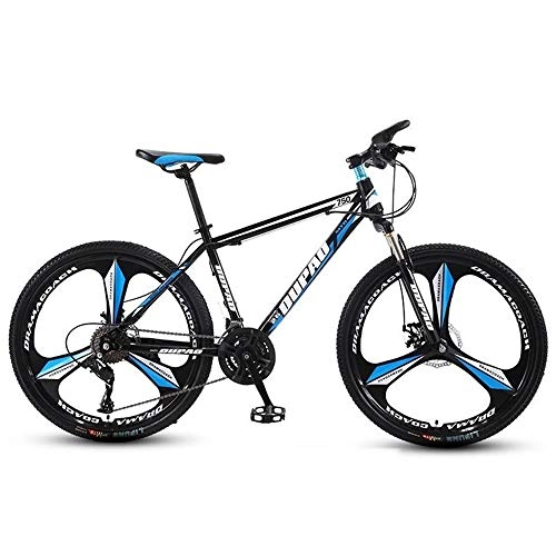 Mountain Bike : JLFSDB Mountain Bike, 26 Inch Men / Women Hardtail Mountain Bicycles, Double Disc Brake Front Suspension, Carbon Steel Frame (Color : Black+Blue, Size : 27-speed)