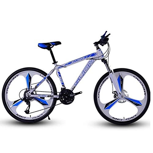 Mountain Bike : JLFSDB Mountain Bike, 26 Inch Men / Women MTB Bicycles, Carbon Steel Frame, Dual Disc Brake Front Suspension, Mag Wheel (Color : White+Blue, Size : 21 Speed)