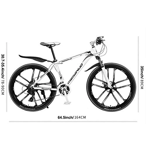 Mountain Bike : JLFSDB Mountain Bike 26 Inch Mountain Bicycles 21 / 24 / 27 Speeds Lightweight Aluminium Alloy Frame Full Suspension Disc Brake Unisex (Color : White, Size : 21speed)