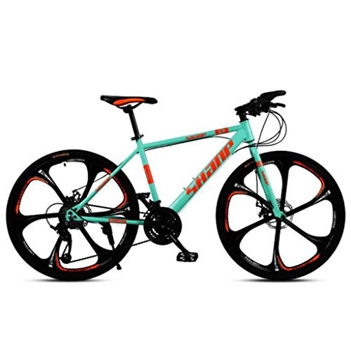 Mountain Bike : JLFSDB Mountain Bike, 26 Inch Mountain Bicycles Carbon Steel Frame 21 / 24 / 27 / 30 Speeds Front Suspension Disc Brake (Color : Green, Size : 30speed)