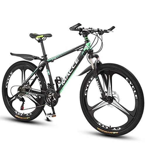 Mountain Bike : JLFSDB Mountain Bike, 26 Inch Spoke Wheel, Carbon Steel Frame Bicycles, Dual Disc Brake And Front Fork (Color : Green, Size : 24-speed)