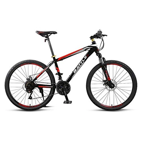 Mountain Bike : JLFSDB Mountain Bike, 26" Men / Women Hard-tail Bicycles, Carbon Steel Frame, Dual Disc Brake Front Suspension, 24 Speed (Color : Red)