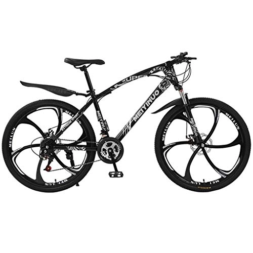 Mountain Bike : JLFSDB Mountain Bike Adult Mountain Bicycles 26'' Lightweight Carbon Steel Frame 21 / 24 / 27 Speed Disc Brake Full Suspension (Color : Black, Size : 27speed)