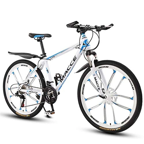 Mountain Bike : JLFSDB Mountain Bike, Hardtail Bicycle, Lightweight Carbon Steel Dual Disc Brake And Front Suspension, 26 Inch Wheels (Color : White, Size : 21-speed)
